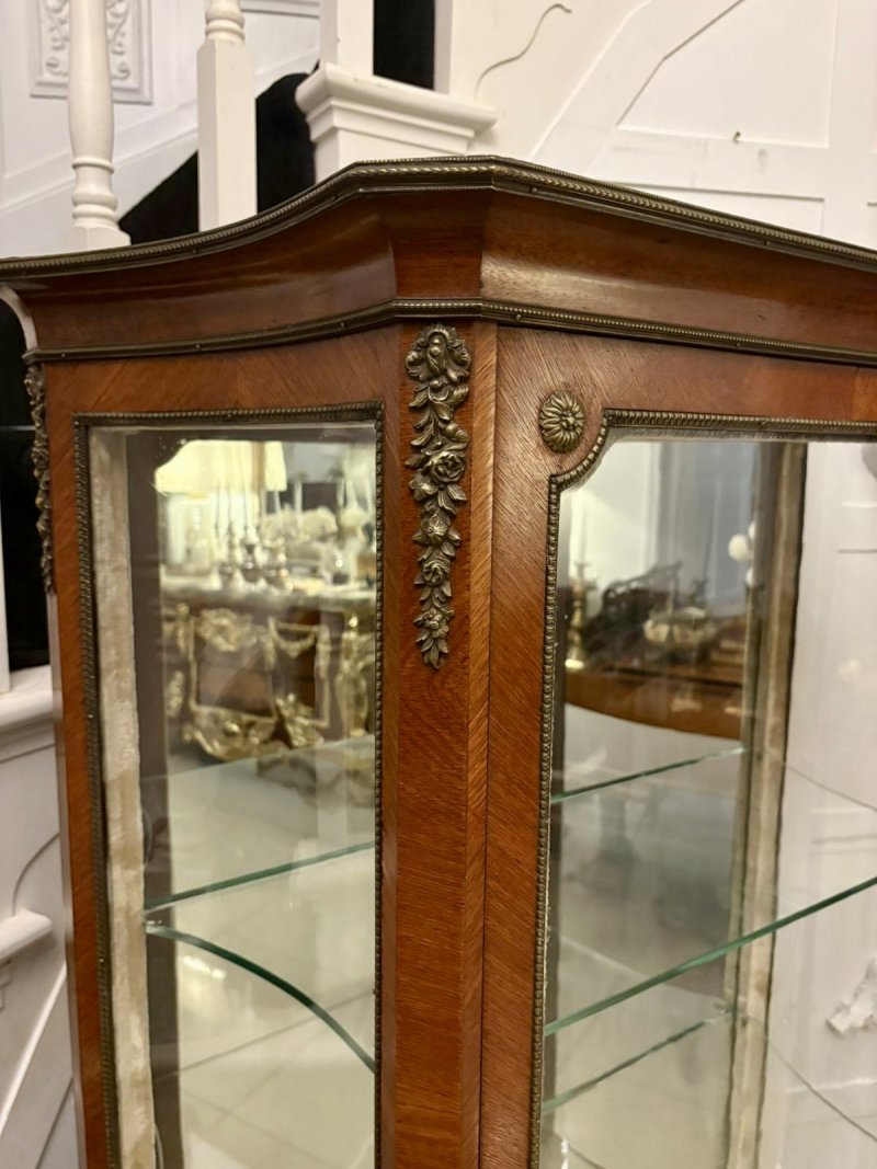 Exceptional Quality Antique French Louis XV Style Marquetry and Ormolu Mounted Display Cabinet